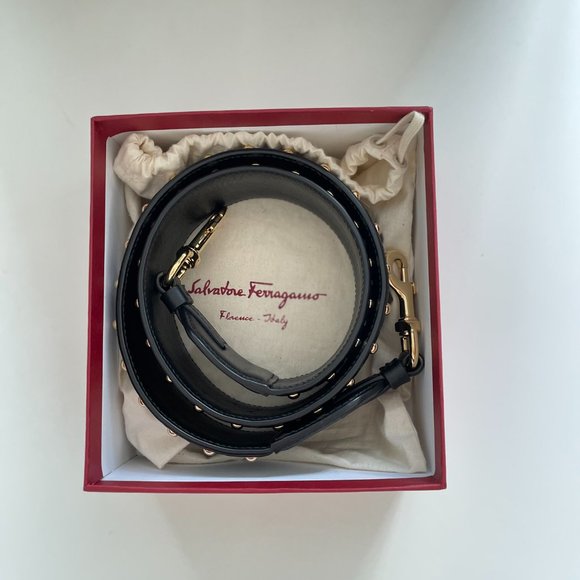 SALVATORE FERRAGAMO LEATHER STUDDED SHOULDER STRAP - Picture 5 of 6